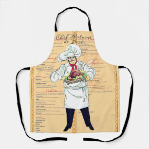 Tablier Paris France Chef Caricature Texte du Menu