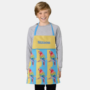 Tablier Parrot Macaw Pastel Blue Bird Birthday Boys Apron