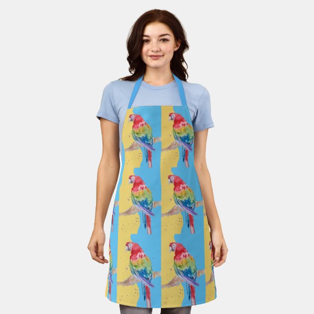 Tablier Parrot Macaw Pastel Oiseau Bleu Anniversaire Fille (Porté)