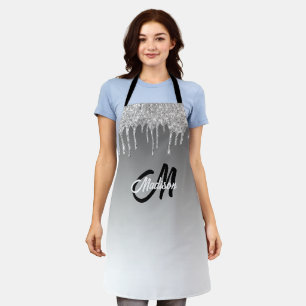 Tablier Parties scintillant argent goutte Monogramme étinc