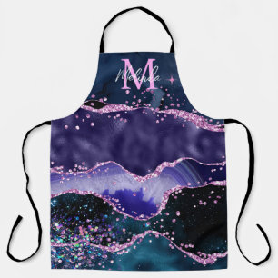 Tablier Parties scintillant bleue et violet marine Agate m