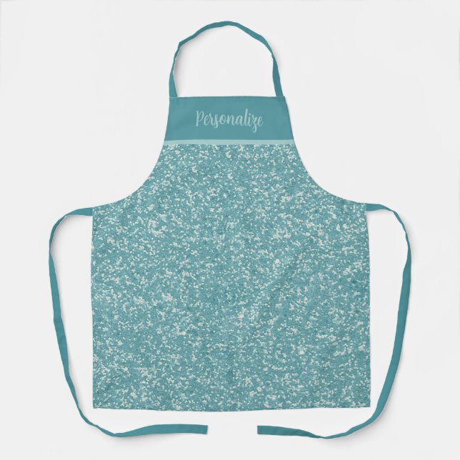 Tablier Parties scintillant bleue tendance Glam Cuisine pe (Recto)