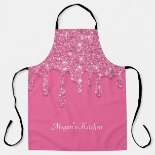 Tablier Parties scintillant de séchage rose personnalisée