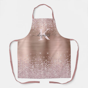Tablier Parties scintillant diamant or Rose chic Monogramm