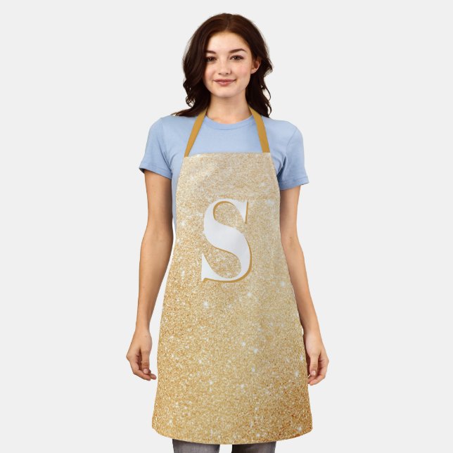 Tablier Parties scintillant d'or Luxe Monogramme personnal (Porté)