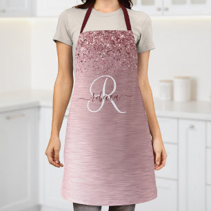 Tablier Parties scintillant en métal brossé rose pâle Nom