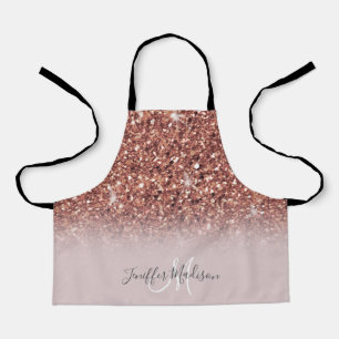 Tablier parties scintillant en or rose Nom personnalisé