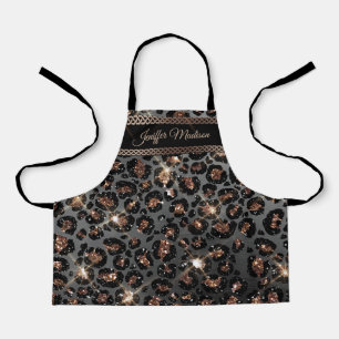 Tablier Parties scintillant Leopard Black Gold personnalis