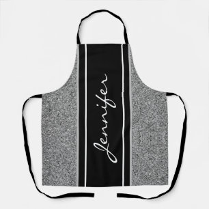 Tablier Parties scintillant moderne en argent noir blanc p