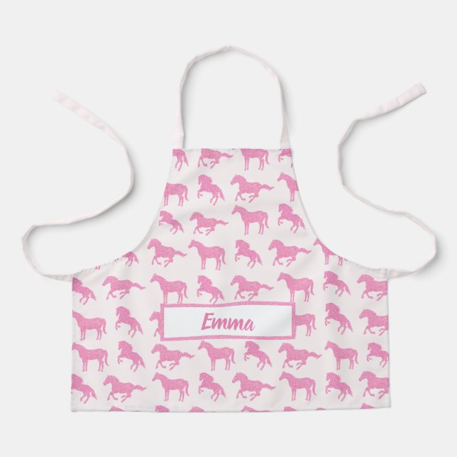 Tablier Parties scintillant rose Cheval Motif Petite fille (Recto)
