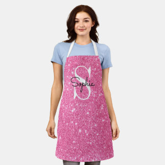 Tablier Parties scintillant rose moderne Monogramme Nom pe