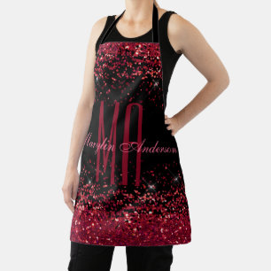 TABLIER PARTIES SCINTILLANT ROUGE CHRISTMAS CHUNKY MONOGRA