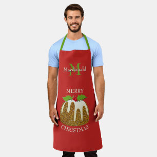 Tablier Parties scintillant rouge personnalisée Pudding No