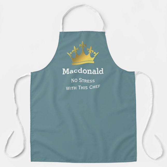 Tablier PAS DE CHEF STRESS | Couronne personnalisée | CADE (Recto)