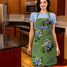 Passionflowers Sage Green Floral Bib personnalisé