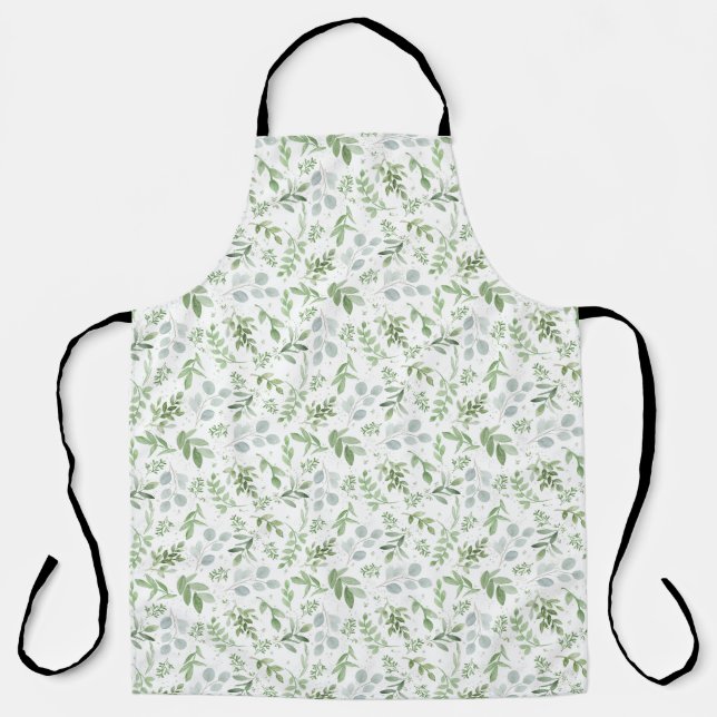 Tablier Pastel Aquarelle Verdure Feuille Motif (Recto)