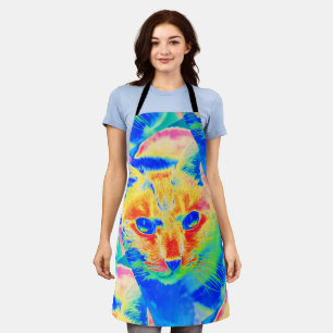 Tablier Pastel Artistique Neon Chat Art Abstrait