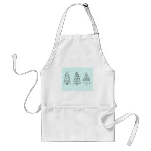 Tablier pastel bleu glacé élégant sapins de Noël