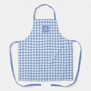 Tablier Pastel Blue En vichy Plaid Checking Modern Monogra