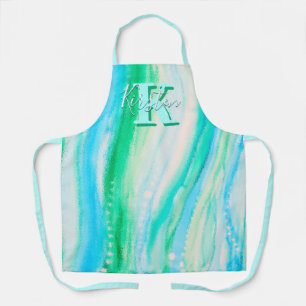 Tablier Pastel Blue Oceanscape Aire d'encre d'alcool