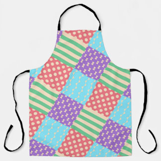 Tablier Pastel Damier Rayure Arc-en-ciel Géométrique