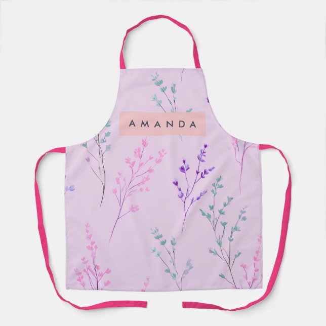Tablier Pastel Floral Personnalisé, Élégant (Recto)
