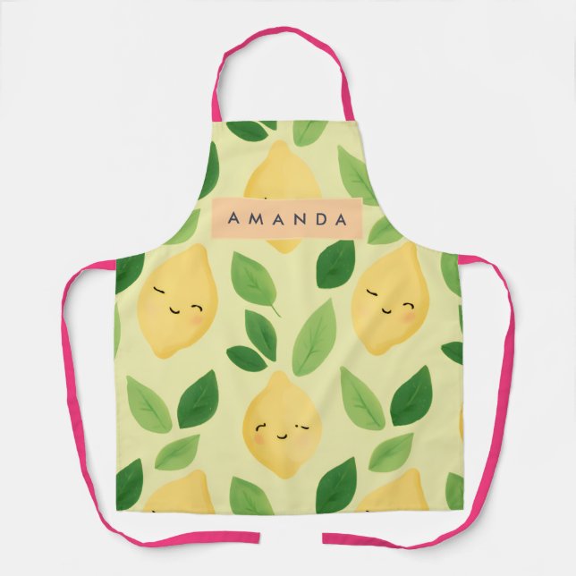 Tablier Pastel personnalisé Cute Smiling Citron Motif (Recto)