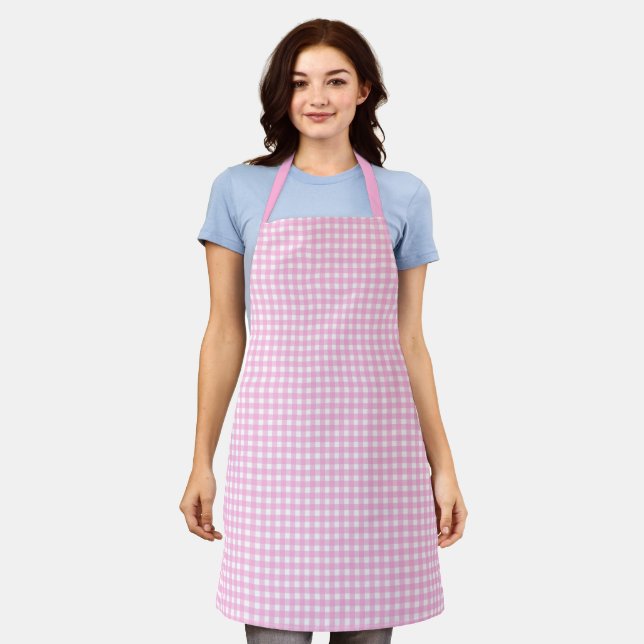 Tablier Pastel Pink En vichy Motif Apron (Porté)