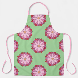 Tablier Pastel vert rose asiatique médaillon floral