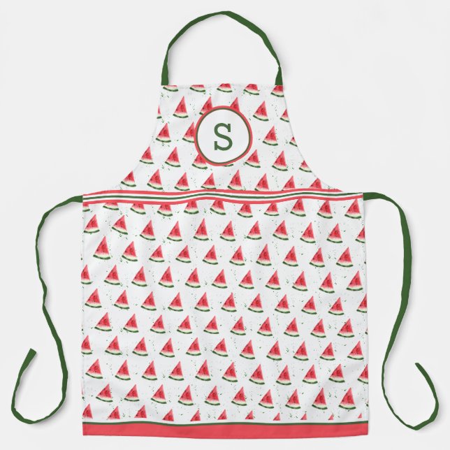 Tablier Pastèque sur éclaboussure monogrammée (Recto)