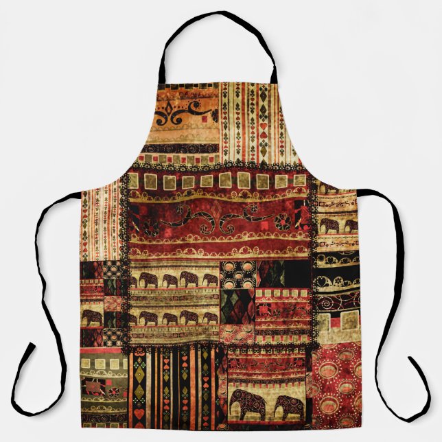 Tablier Patchwork motif africain grunge imprimer arrière - (Recto)
