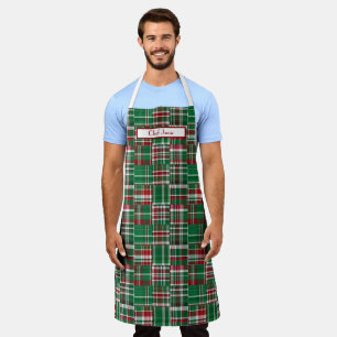 Tablier Patchwork Prépa Madras Rouge Foncé Vert Blanc