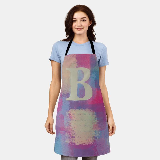 Tablier Patchwork rose Pastel initial (Porté)