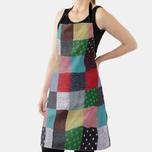 Tablier patchwork vintage carré à motifs colorés