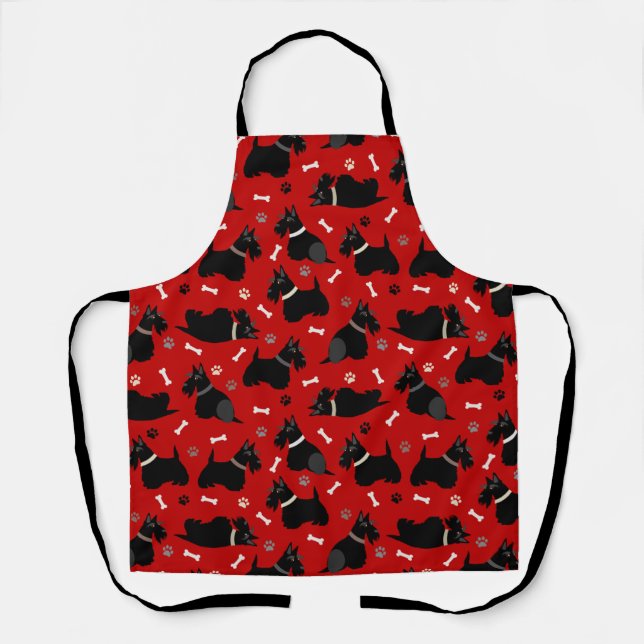Tablier Pâtes et os de Terrier écossais noir (Recto)