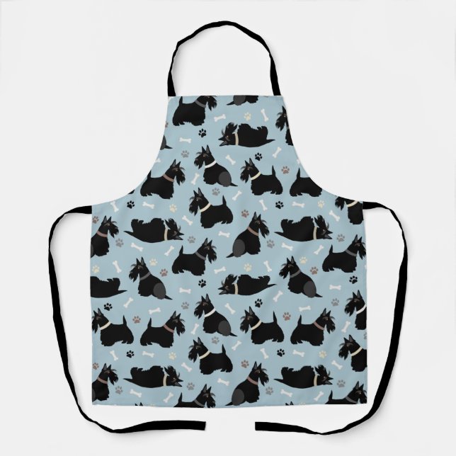 Tablier Pâtes et os de Terrier écossais noir (Recto)