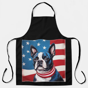 Tablier Patriotique Boston Terrier avec drapeau américain