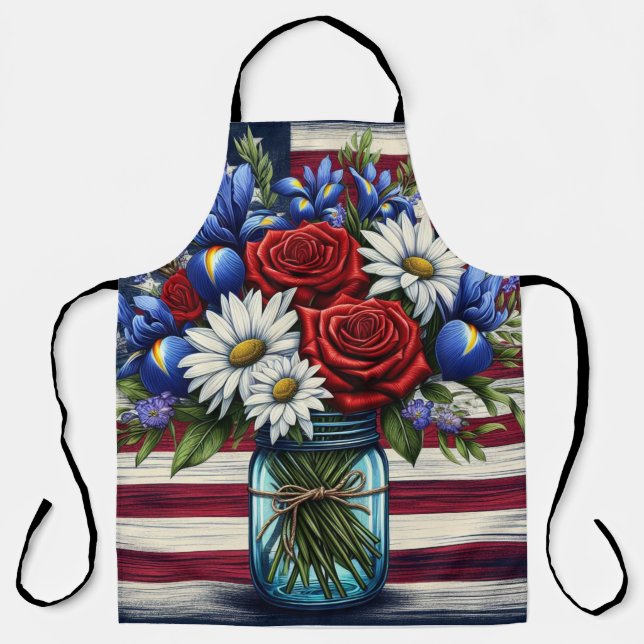 Tablier Patriotique, floral en détresse (Recto)