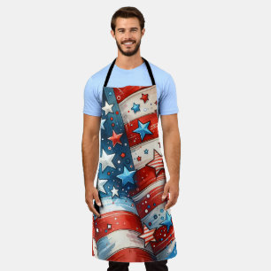 Tablier Patriotique rouge, blanc et bleu 4 juillet