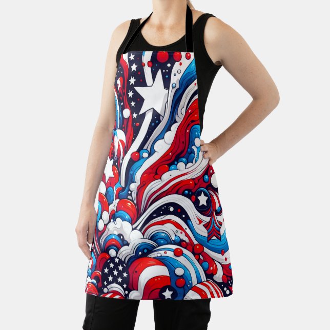 Tablier Patriotique rouge, blanc et bleu 4 juillet (Insitu)