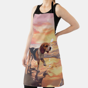 Tablier Patte Sableuse Chien Beagle sur la Plage au Couche