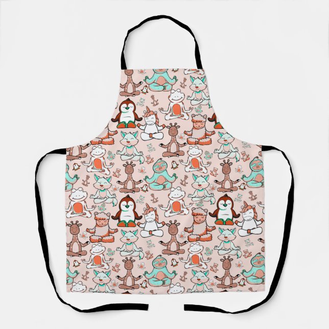 Tablier Patter les yoga poses | Yoga seamless pattern 51 (Recto)
