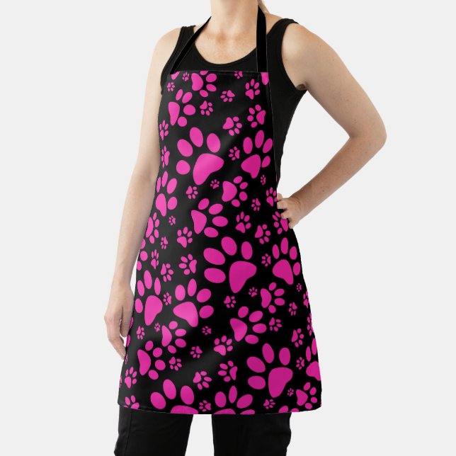 Tablier Paw-Prints rose et noir (Insitu)