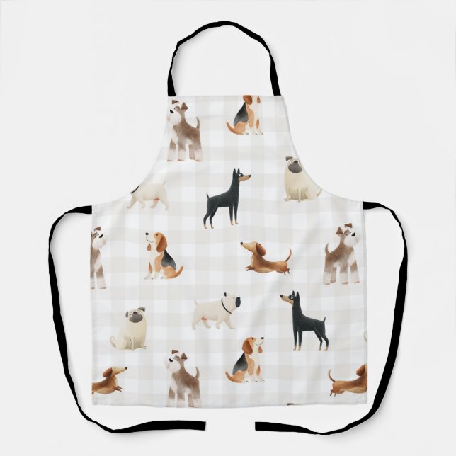 Tablier Paws Gingham jolis chiens  (Recto)