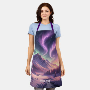 Tablier Pays d'hiver violet mignon fantastique