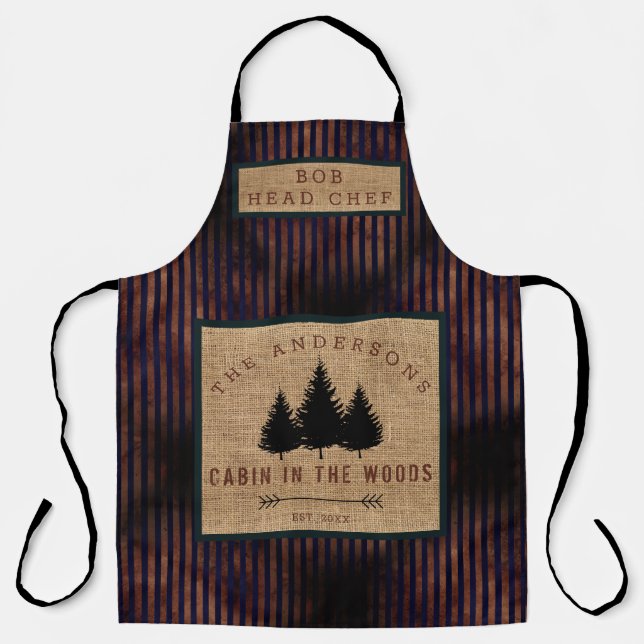 Tablier Pays moderne Nom de famille Cabine dans Wood Head  (Recto)