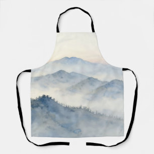 Tablier Paysage aquarelle de montagne brumeuse