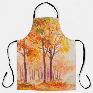 Tablier Paysage de peinture à l'huile - forêt d'automne co
