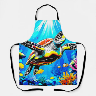 Tablier Paysage de rêve de tortue marine vibrant
