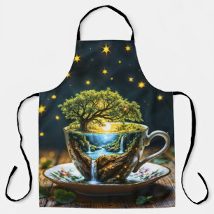 Tablier Paysage de tasse à thé magique fantastique nature